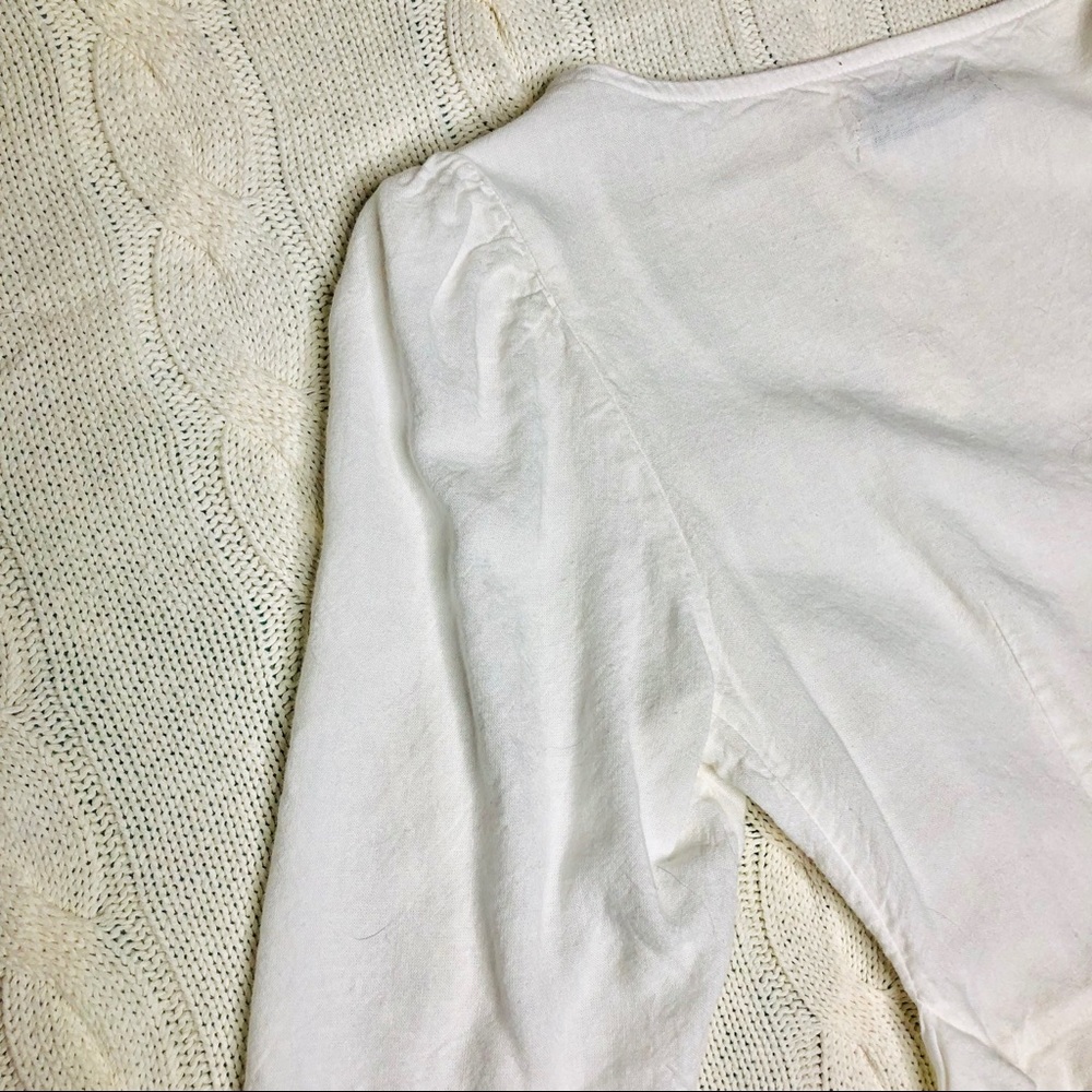 🆕 Urban Outfitters White Tie Half Sleeve Blouse - Picture 5 of 7
